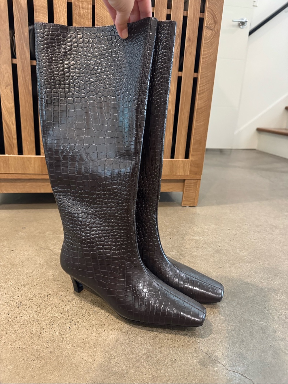 Tony Bianco brown croc boots